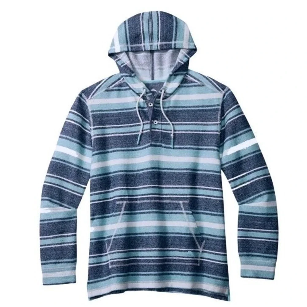 Tommy Bahama Mens 3XLB Blue Horizon Baja Hoodie Bering Blue NWT‎